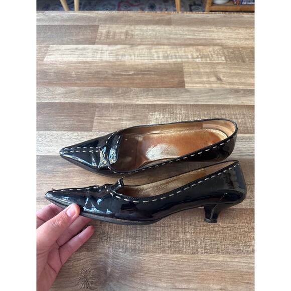 Vintage Y2K Womens Prada Stiletto Patent Leather Loafer Kitten Heels size 36.5 - Picture 4 of 6